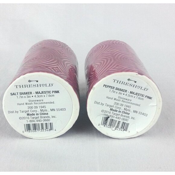 Stoneware Salt and Pepper Shakers Majestic Pink Retired Pattern Threshold - Picture 3 of 4